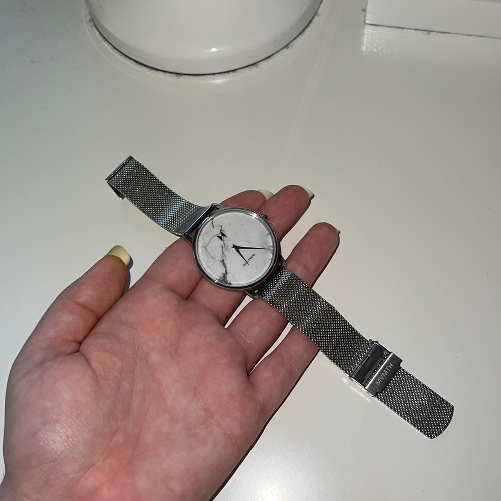 MVMTW Silver Marble Watch